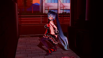 Miku striptease on street mmd by stranger mmd