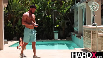 Hardx sun kissed passion rissa may’s big tits bounce in poolside romance with bf