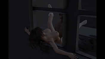 Girl is fucked out the window