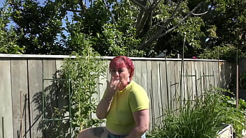 Nz milf slut pees on plants in the garden bed for better growth