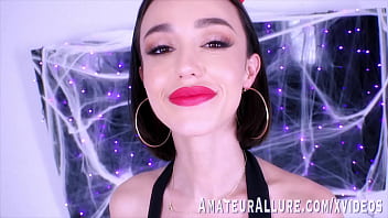 Skinny brunette spends halloween giving head and getting fucked