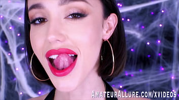 Skinny brunette spends halloween giving head and getting fucked