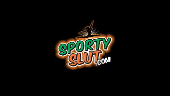 Round ass sexy teen working out in tight denim shorts