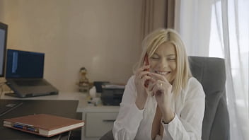 During a phone call in the office cock sucking fucking and intense orgasm