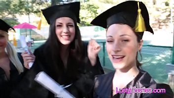 Four bffs licking pussy after graduation