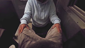 Broke passenger sucks train conductor for ticket & huge facial