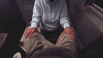 Broke passenger sucks train conductor for ticket & huge facial