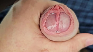 Lots of precum while edging my unique cock