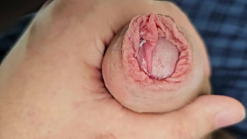 Lots of precum while edging my unique cock