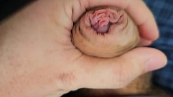 Lots of precum while edging my unique cock