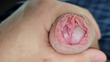 Lots of precum while edging my unique cock