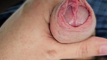 Lots of precum while edging my unique cock