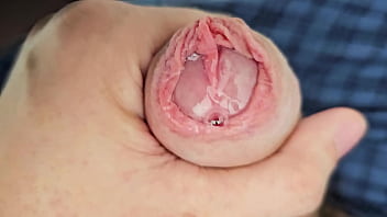 Lots of precum while edging my unique cock