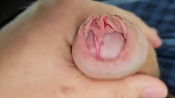 Lots of precum while edging my unique cock