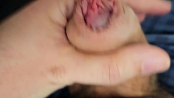 Lots of precum while edging my unique cock
