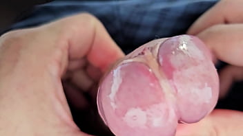 Lots of precum while edging my unique cock