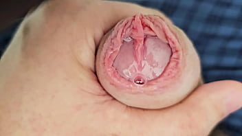 Lots of precum while edging my unique cock