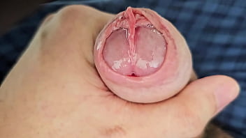 Lots of precum while edging my unique cock