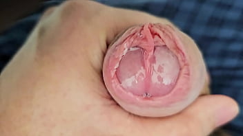 Lots of precum while edging my unique cock