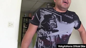 Horny vicky vette receives a cumshot on her big boobs after a bj