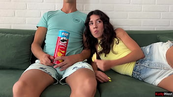 Step brother showed his hard cock while watching movie and i offered him my ass for anal sex