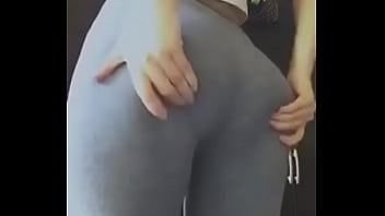 Perrita usa leggins grises