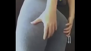 Perrita usa leggins grises