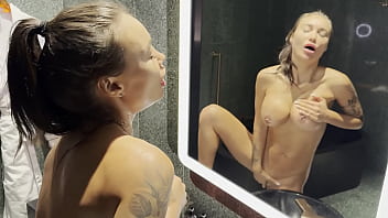 Monika fox pov masturbates titfuck and blowjob with cum in mouth in hotel bathroom