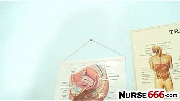 Ebony girlie manuela wears latex uniform and stockings