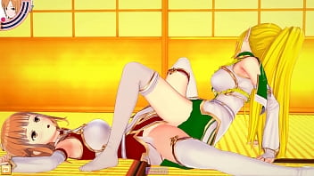 Hentai hotties asuna and leifa service eachother