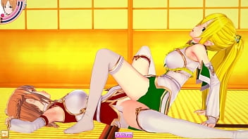 Hentai hotties asuna and leifa service eachother