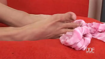 She tantalizes with pantyhose