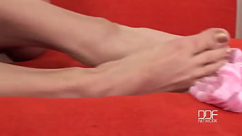 She tantalizes with pantyhose