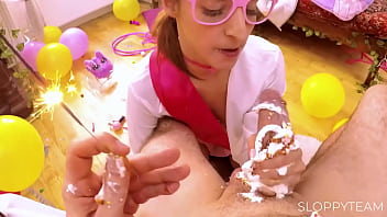 Cum shot mixed with whipped cream food fetish