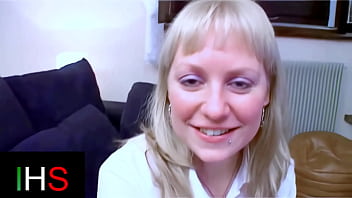 Blonde milf with light eyes ass fucked with cumshot on belly