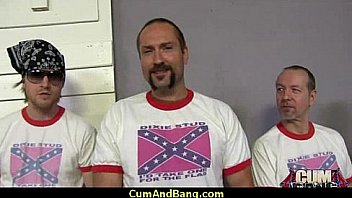 Ebony chick hard fuck in interracial group 6