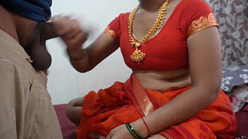 Indian hot teacher in red saree seducing young boy sex