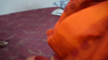 Indian hot teacher in red saree seducing young boy sex
