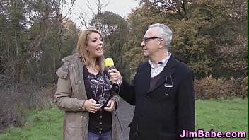 Busty brit rides old man