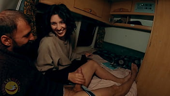 Mutual masturbation in the van by a hot amateur couple
