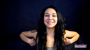 Cute brunette sabrina masturbates and blows a juicy cock to get jizzed