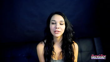 Cute brunette sabrina masturbates and blows a juicy cock to get jizzed