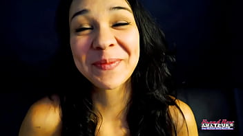 Cute brunette sabrina masturbates and blows a juicy cock to get jizzed