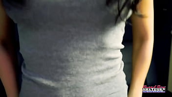 Cute brunette sabrina masturbates and blows a juicy cock to get jizzed