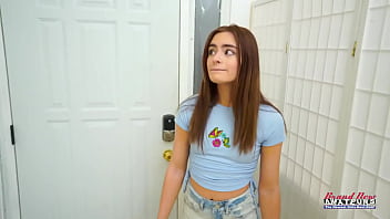 Skinny brunette reese robbins sucks a big cock and milks it into her mouth