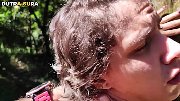 I kept teasing my stepdad in the middle of the woods until he couldn't resist and fucked my virgin ass and came in my mouth and i swallowed it all dutrasura e vagninho