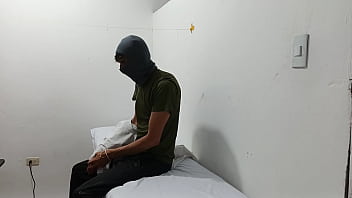 Kinky doctor masturbates his cock in the office