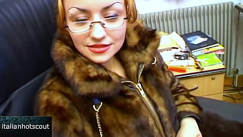 Blonde girl with glasses is a real slut