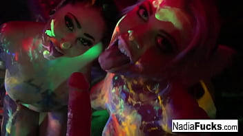 Hot blonde shares a dick