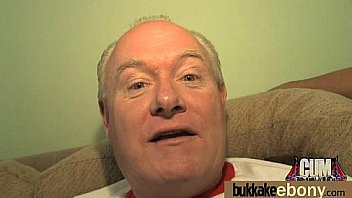 Ebony girlfriend takes huge loads of cum on her face 18